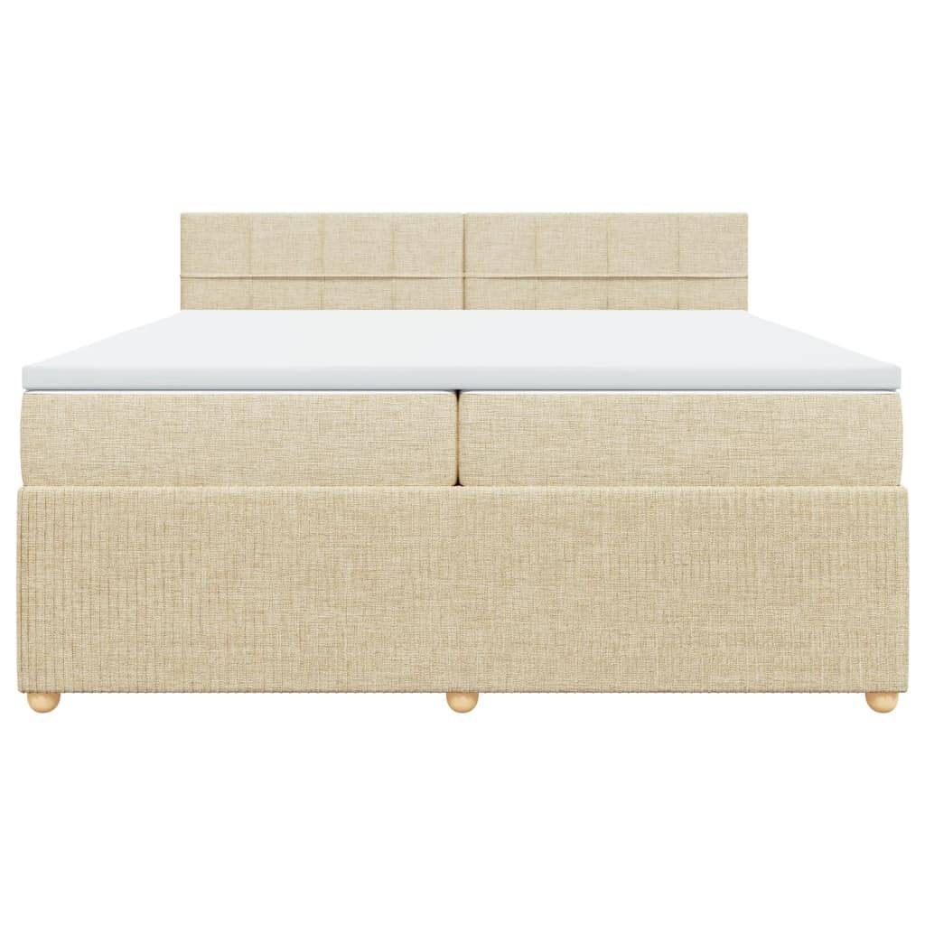 vidaXL Boxspringbett mit Matratze Creme 200x200 cm Stoff