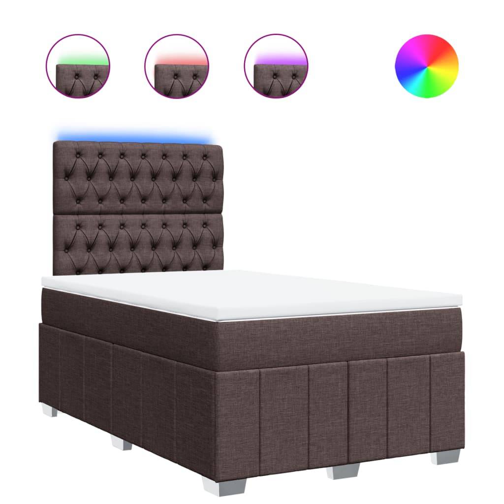 vidaXL Boxspringbett mit Matratze Dunkelbraun 120x200 cm Stoff