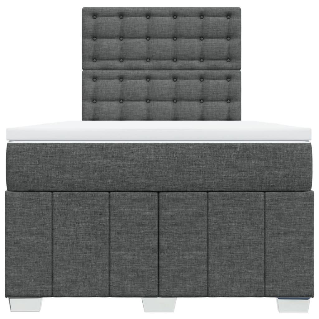vidaXL Boxspringbett mit Matratze Dunkelgrau 120x190 cm Stoff
