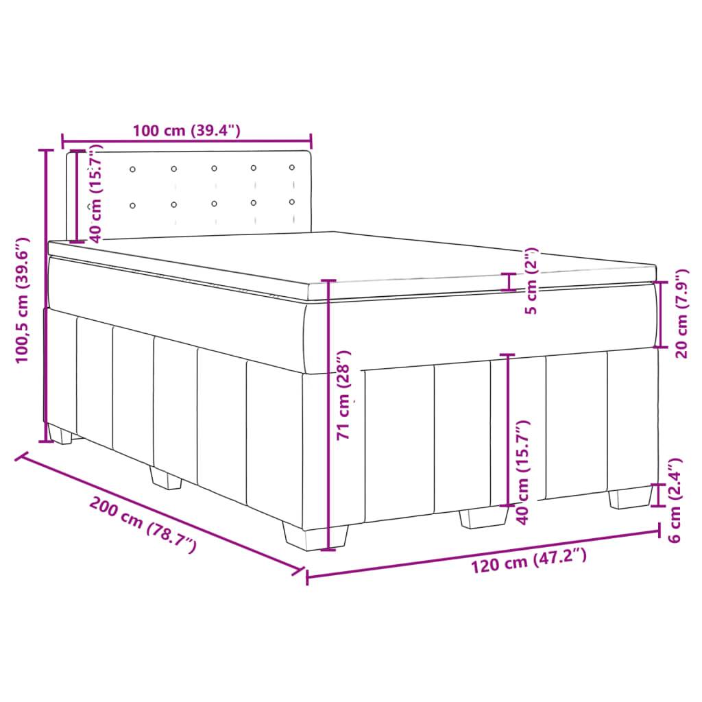 vidaXL Boxspringbett mit Matratze Dunkelgrau 120x200 cm Stoff