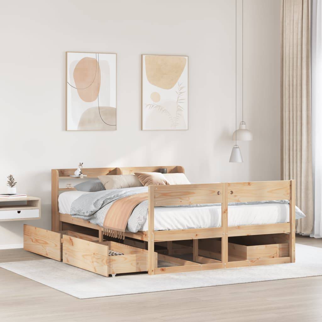 vidaXL Massivholzbett ohne Matratze 160x200 cm Kiefernholz