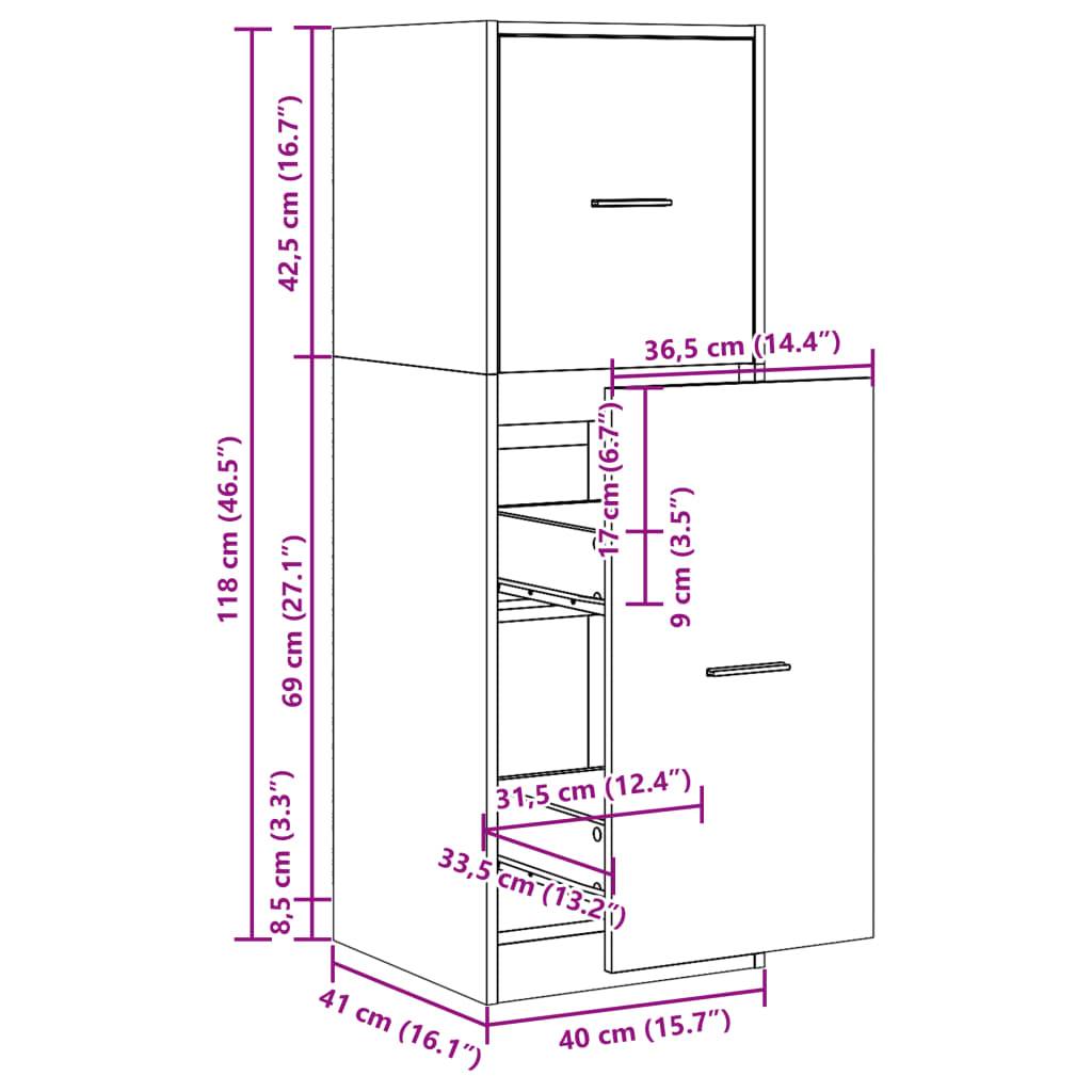 vidaXL Apothekerschrank Sonoma-Eiche 40x41x118 cm Holzwerkstoff