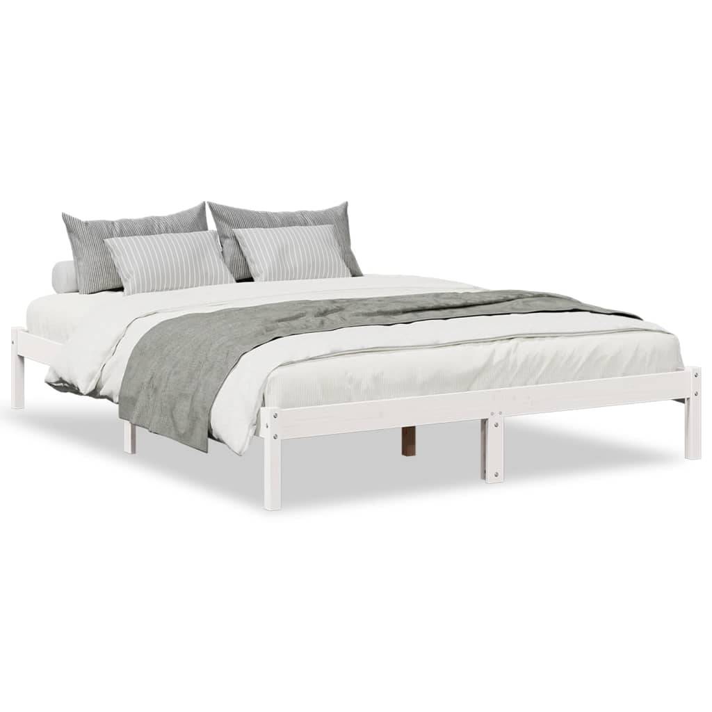 vidaXL Massivholzbett Extra Lang ohne Matratze Weiß 140x220 Kieferholz