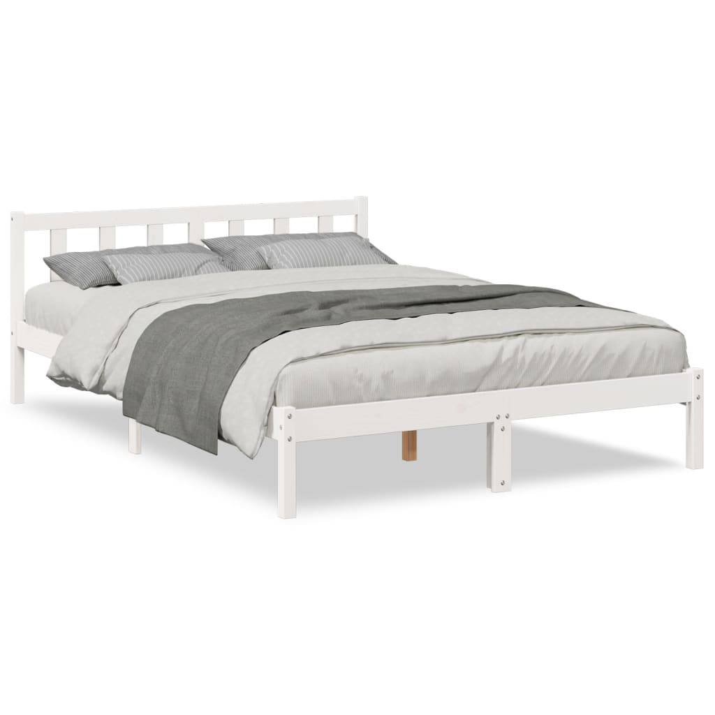 vidaXL Massivholzbett Extra Lang ohne Matratze Weiß 160x220 Kieferholz