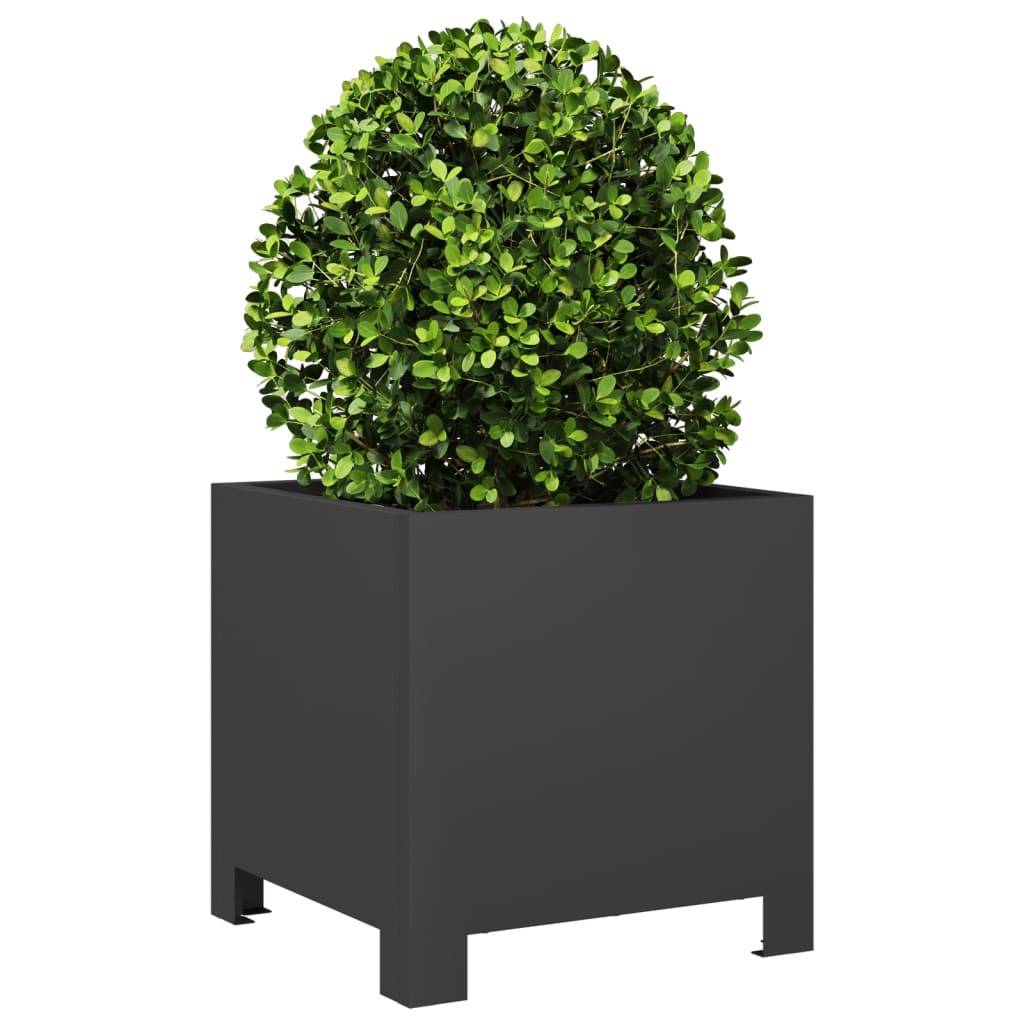 vidaXL Pflanzkübel 2 Stk. Schwarz 30x30x30 Stahl