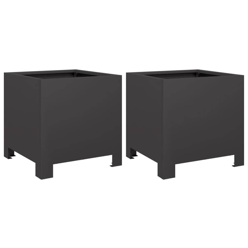 vidaXL Pflanzkübel 2 Stk. Schwarz 30x30x30 Stahl