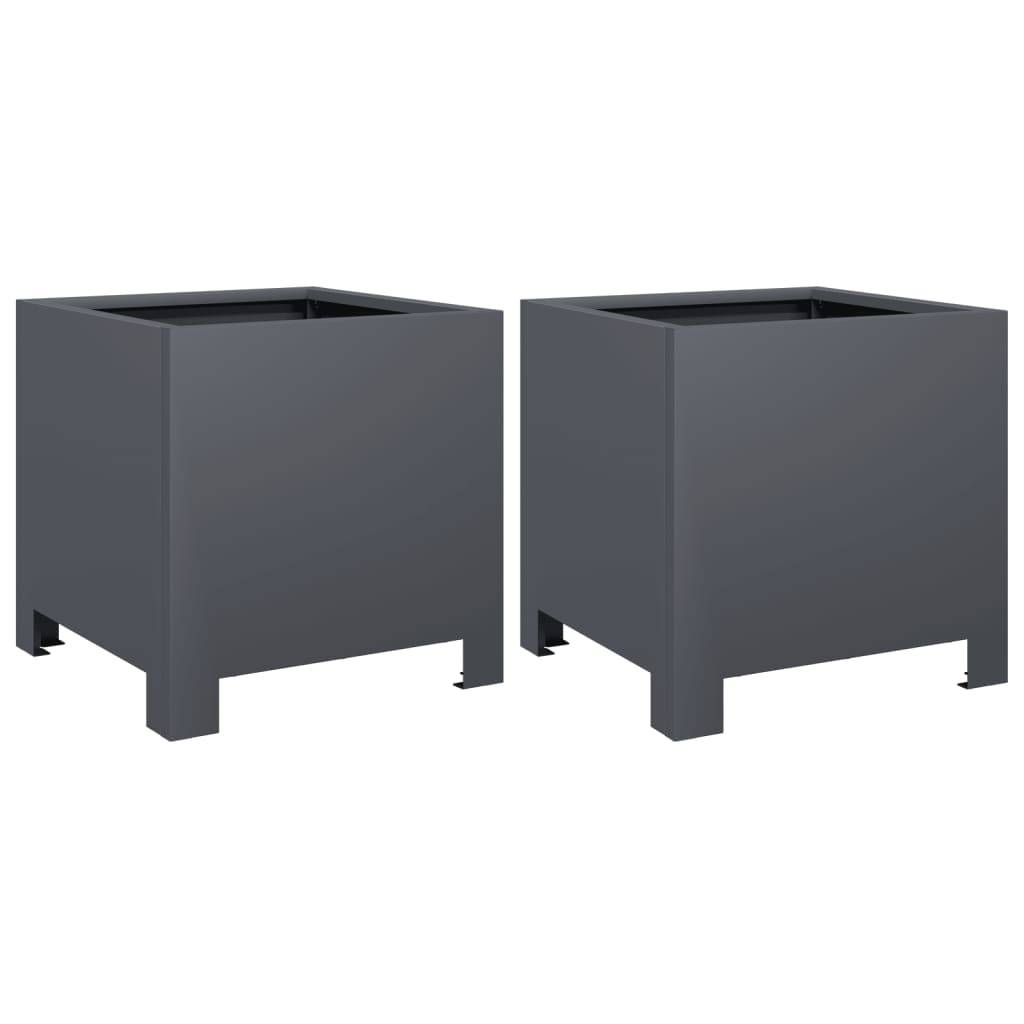 vidaXL Pflanzkübel 2 Stk. Anthrazit 30x30x30 Stahl