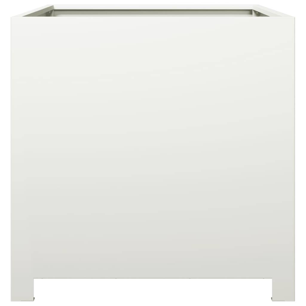 vidaXL Pflanzkübel Weiß 50x50x50 cm Stahl