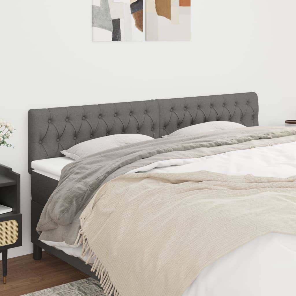 vidaXL Kopfteile 2 Stk. Dunkelgrau 90x7x78/88 cm Stoff