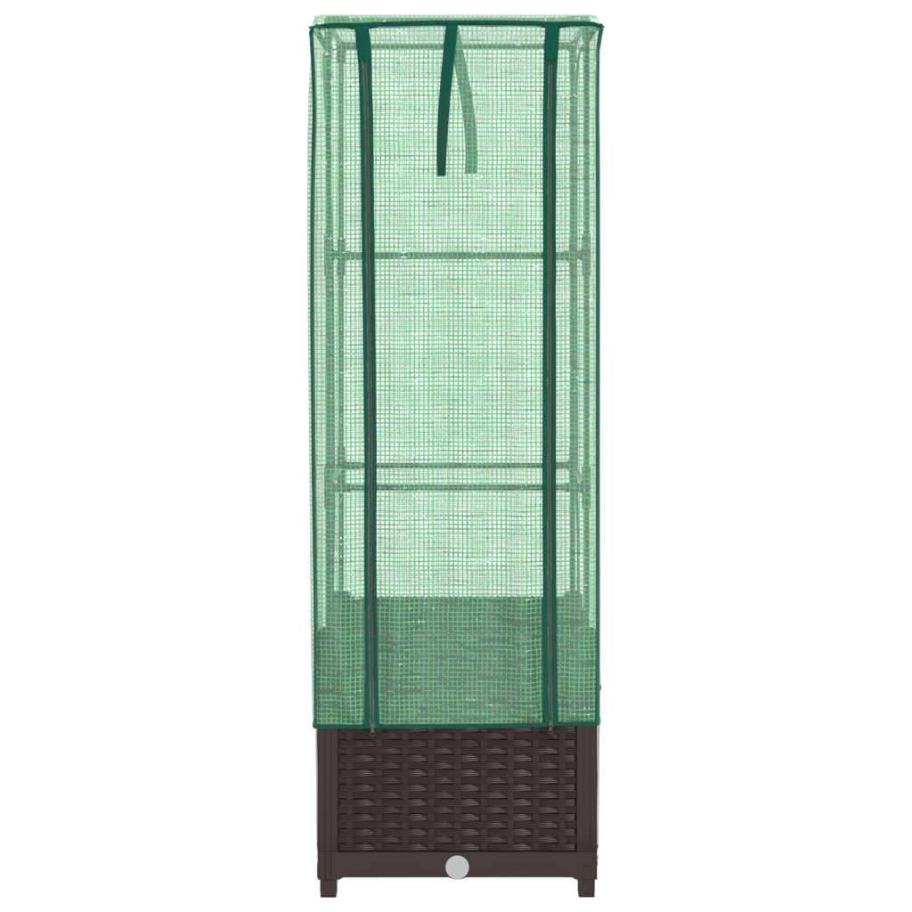 vidaXL Hochbeet mit Gewächshaus-Aufsatz Rattan-Optik 40x40x139 cm