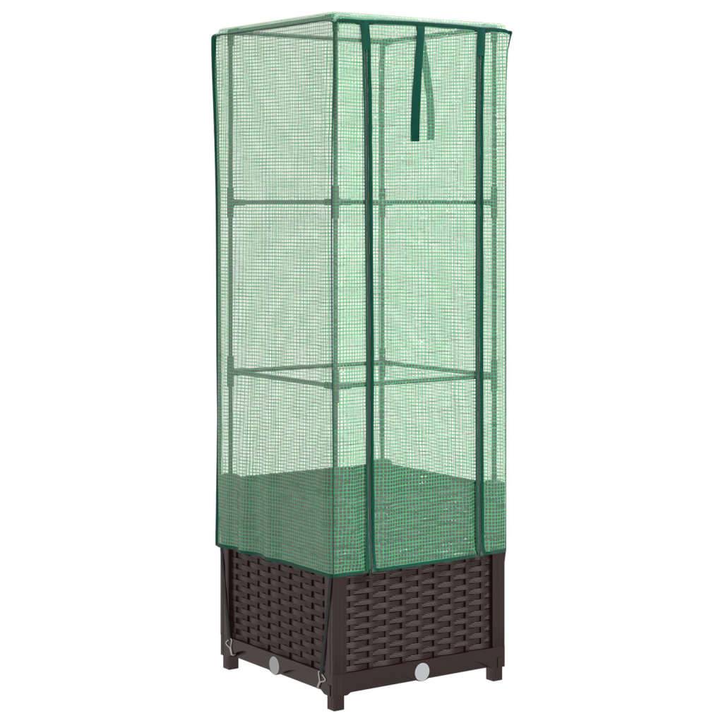 vidaXL Hochbeet mit Gewächshaus-Aufsatz Rattan-Optik 40x40x139 cm