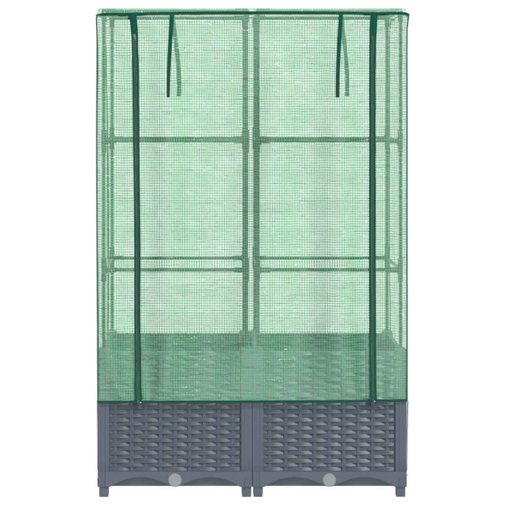 vidaXL Hochbeet mit Gewächshaus-Aufsatz Rattan-Optik 80x40x138 cm