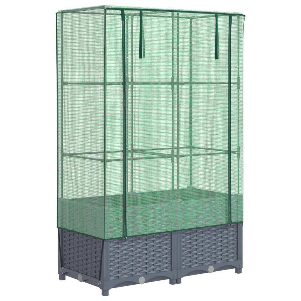vidaXL Hochbeet mit Gewächshaus-Aufsatz Rattan-Optik 80x40x138 cm