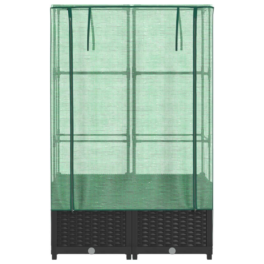 vidaXL Hochbeet mit Gewächshaus-Aufsatz Rattan-Optik 80x40x138 cm