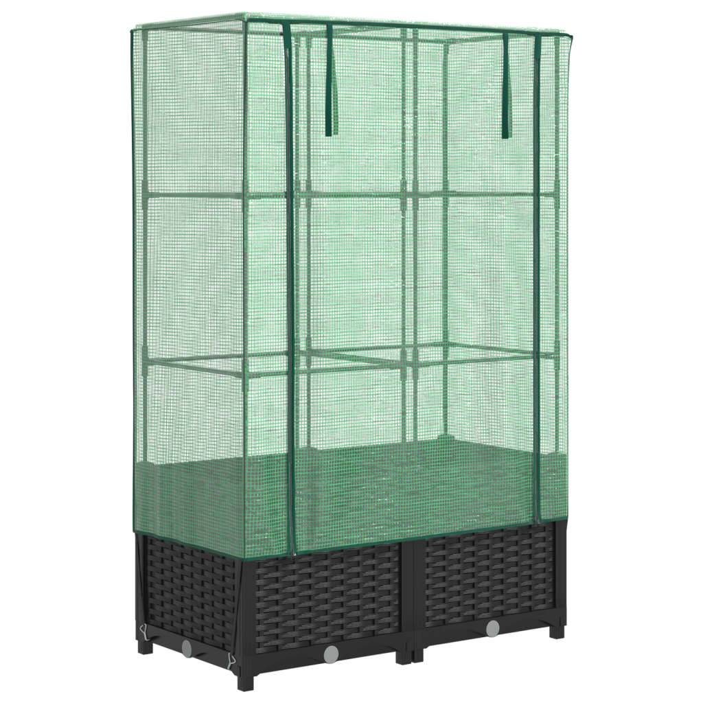 vidaXL Hochbeet mit Gewächshaus-Aufsatz Rattan-Optik 80x40x138 cm