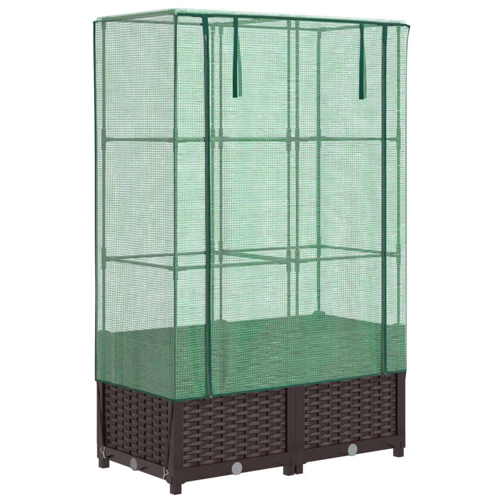 vidaXL Hochbeet mit Gewächshaus-Aufsatz Rattan-Optik 80x40x138 cm