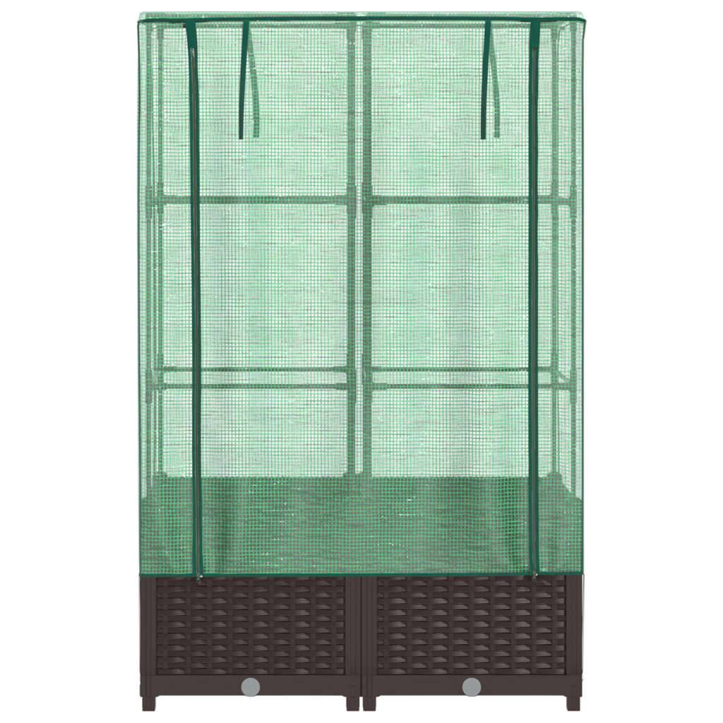 vidaXL Hochbeet mit Gewächshaus-Aufsatz Rattan-Optik 80x40x138 cm