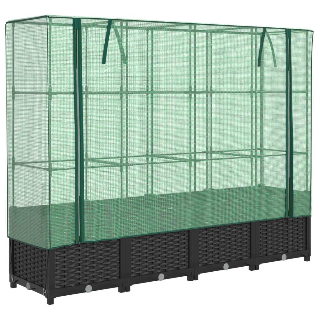vidaXL Hochbeet mit Gewächshaus-Aufsatz Rattan-Optik 160x40x138 cm