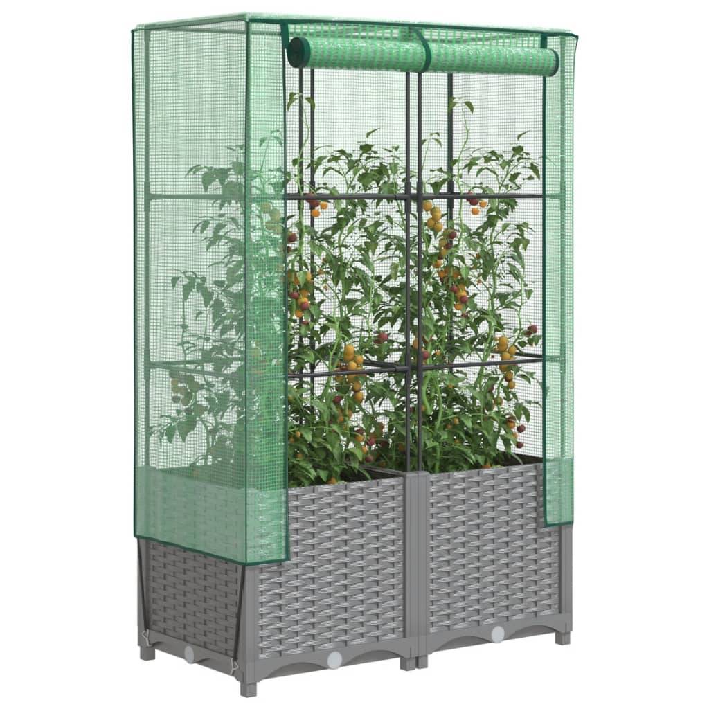 vidaXL Hochbeet mit Gewächshaus-Aufsatz Rattan-Optik 80x40x138 cm