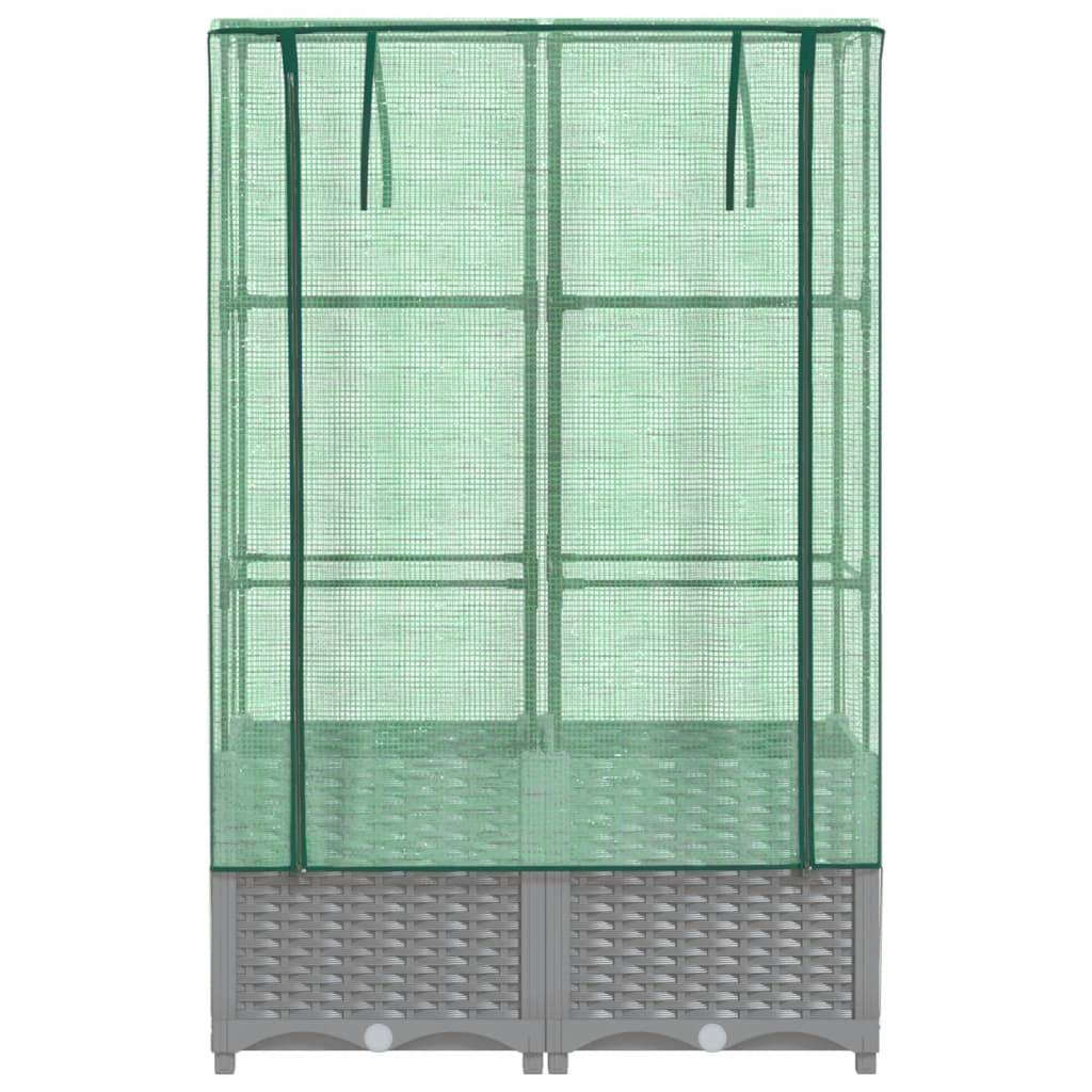 vidaXL Hochbeet mit Gewächshaus-Aufsatz Rattan-Optik 80x40x138 cm