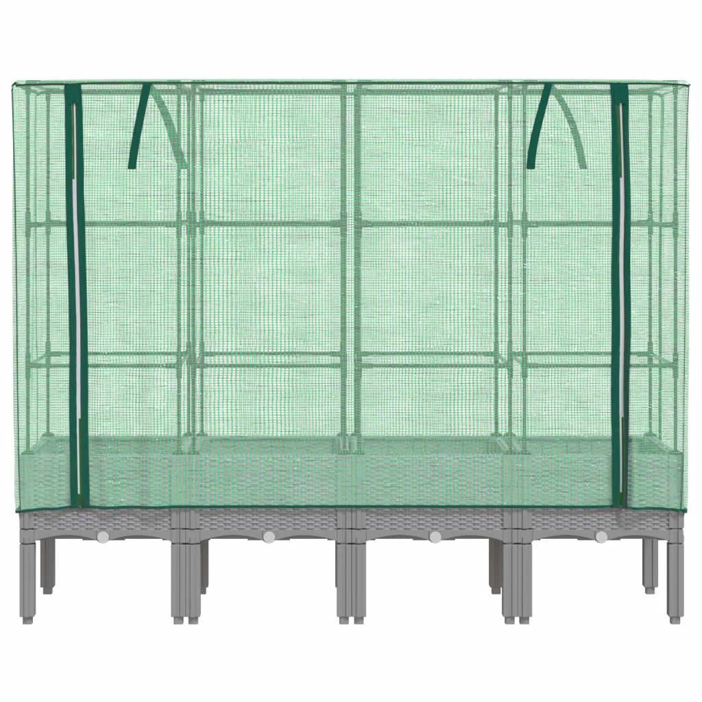 vidaXL Hochbeet mit Gewächshaus-Aufsatz Rattan-Optik 160x40x140 cm