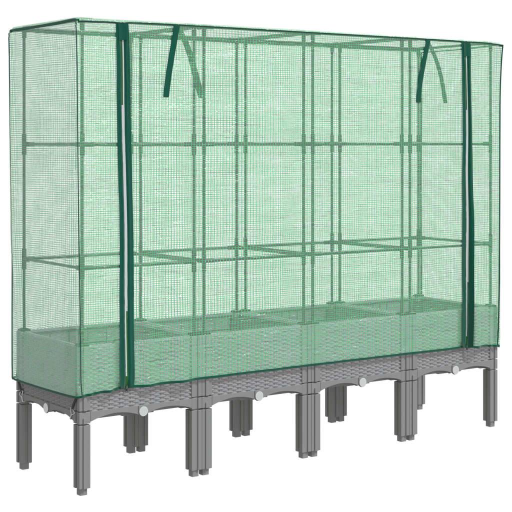 vidaXL Hochbeet mit Gewächshaus-Aufsatz Rattan-Optik 160x40x140 cm