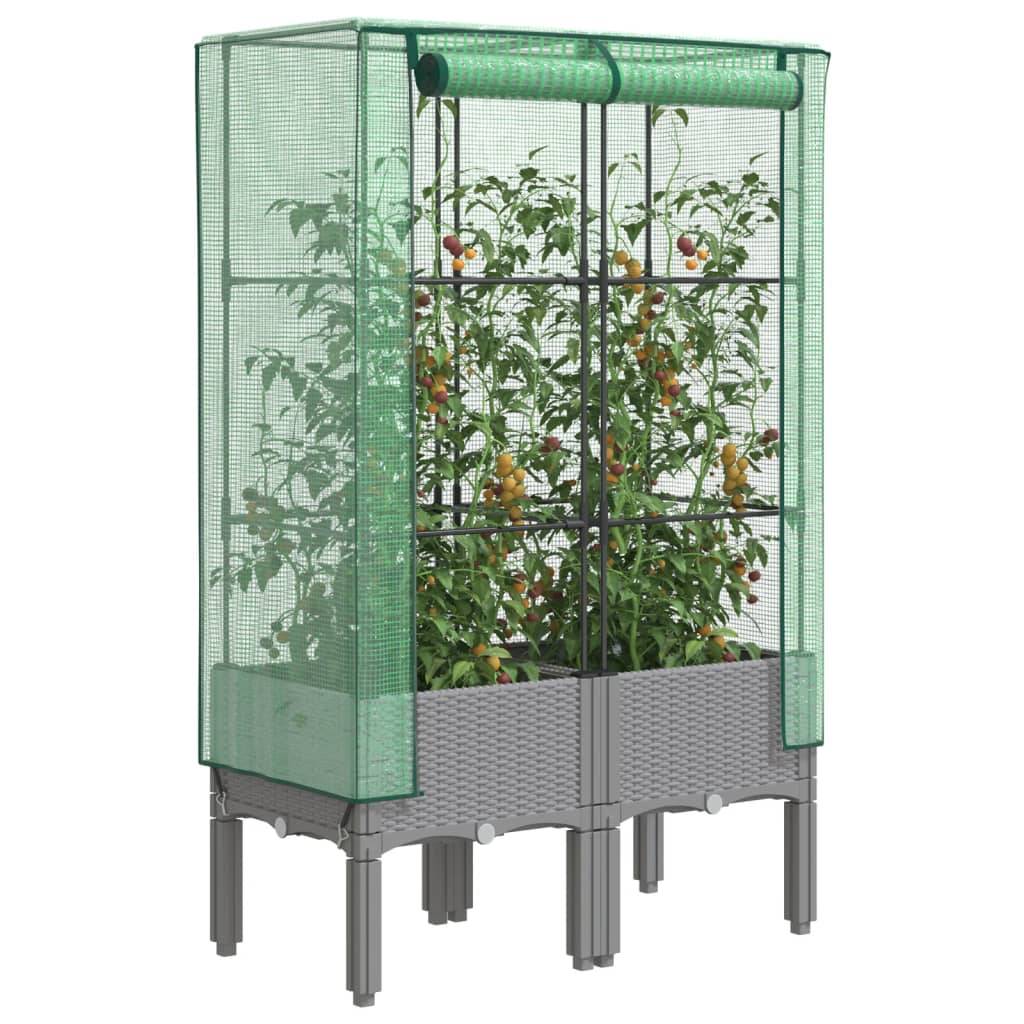 vidaXL Hochbeet mit Gewächshaus-Aufsatz Rattan-Optik 80x40x140 cm