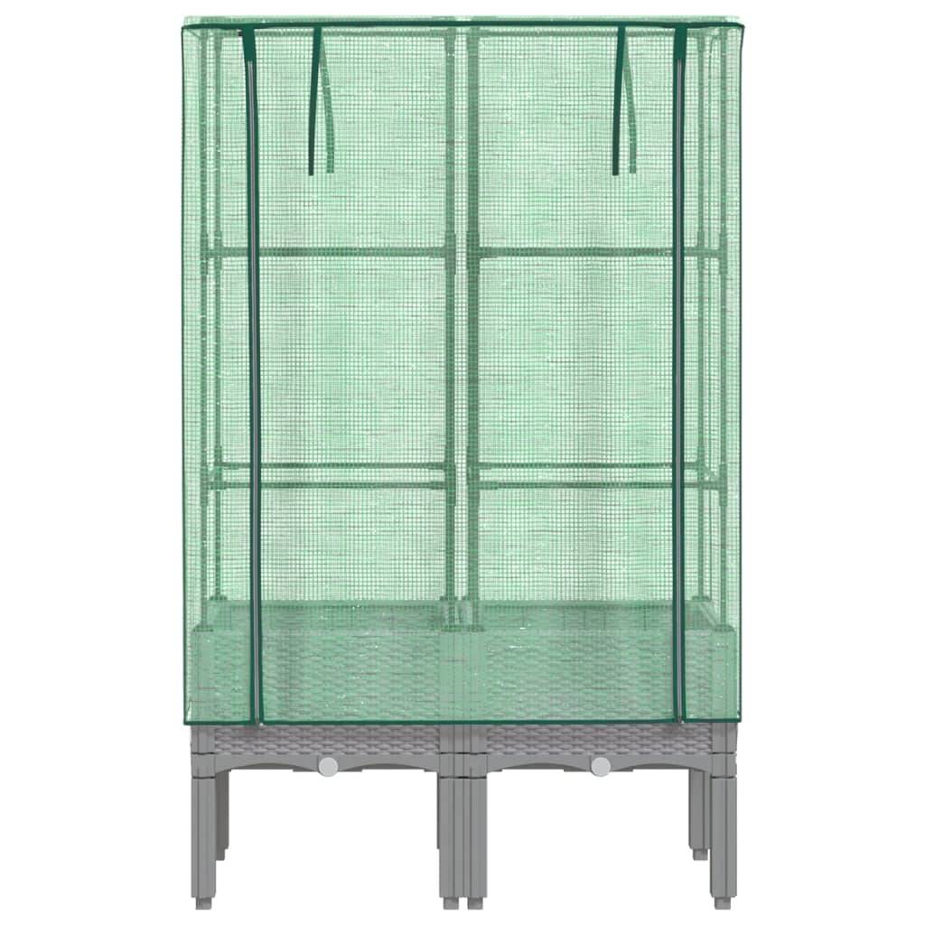 vidaXL Hochbeet mit Gewächshaus-Aufsatz Rattan-Optik 80x40x140 cm