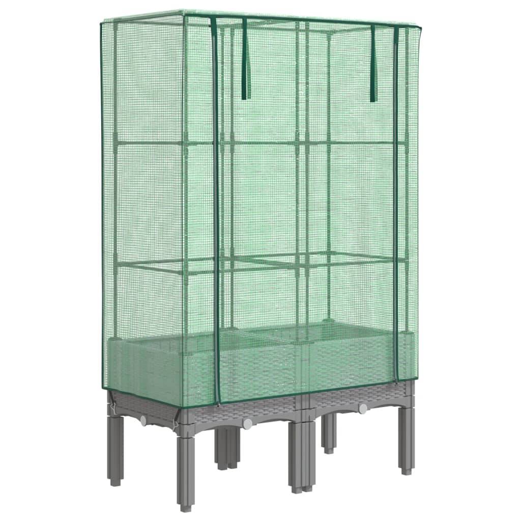 vidaXL Hochbeet mit Gewächshaus-Aufsatz Rattan-Optik 80x40x140 cm