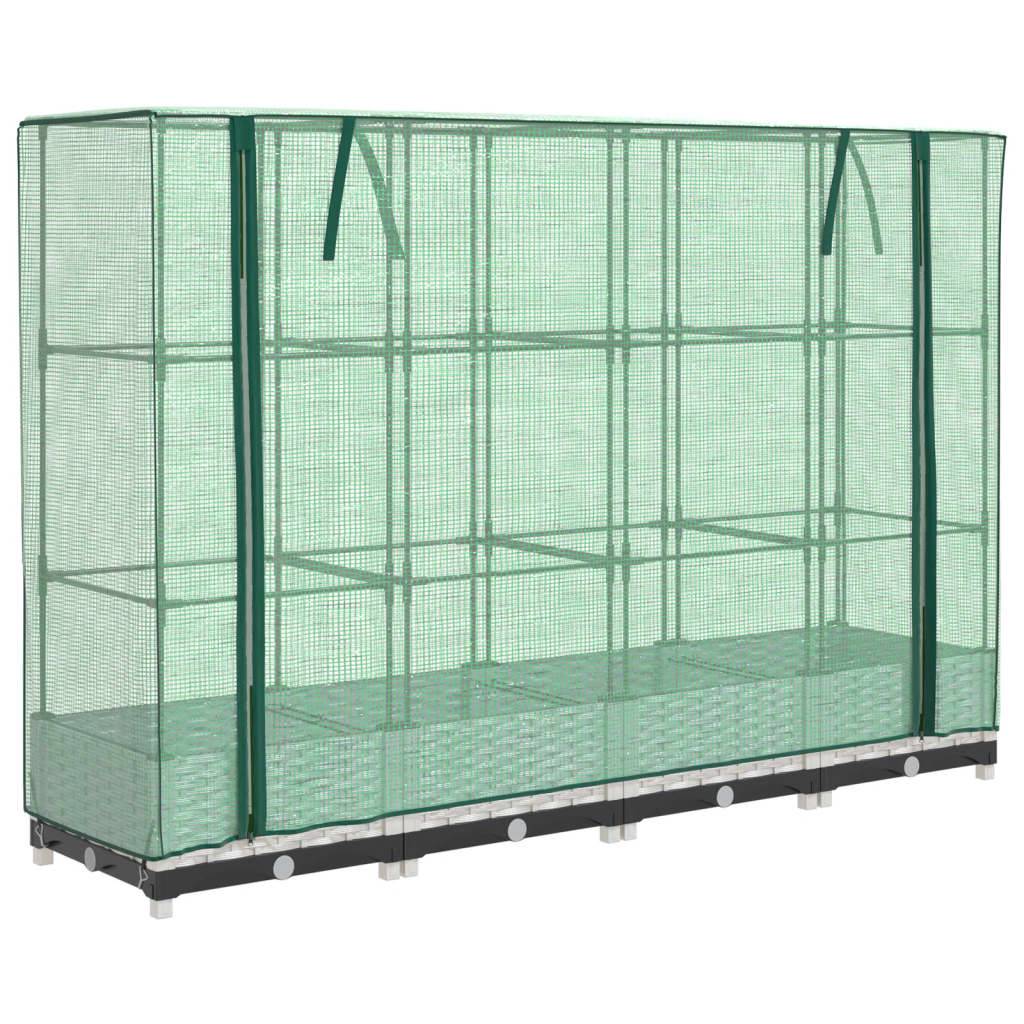 vidaXL Hochbeet mit Gewächshaus-Aufsatz Rattan-Optik 160x40x123 cm