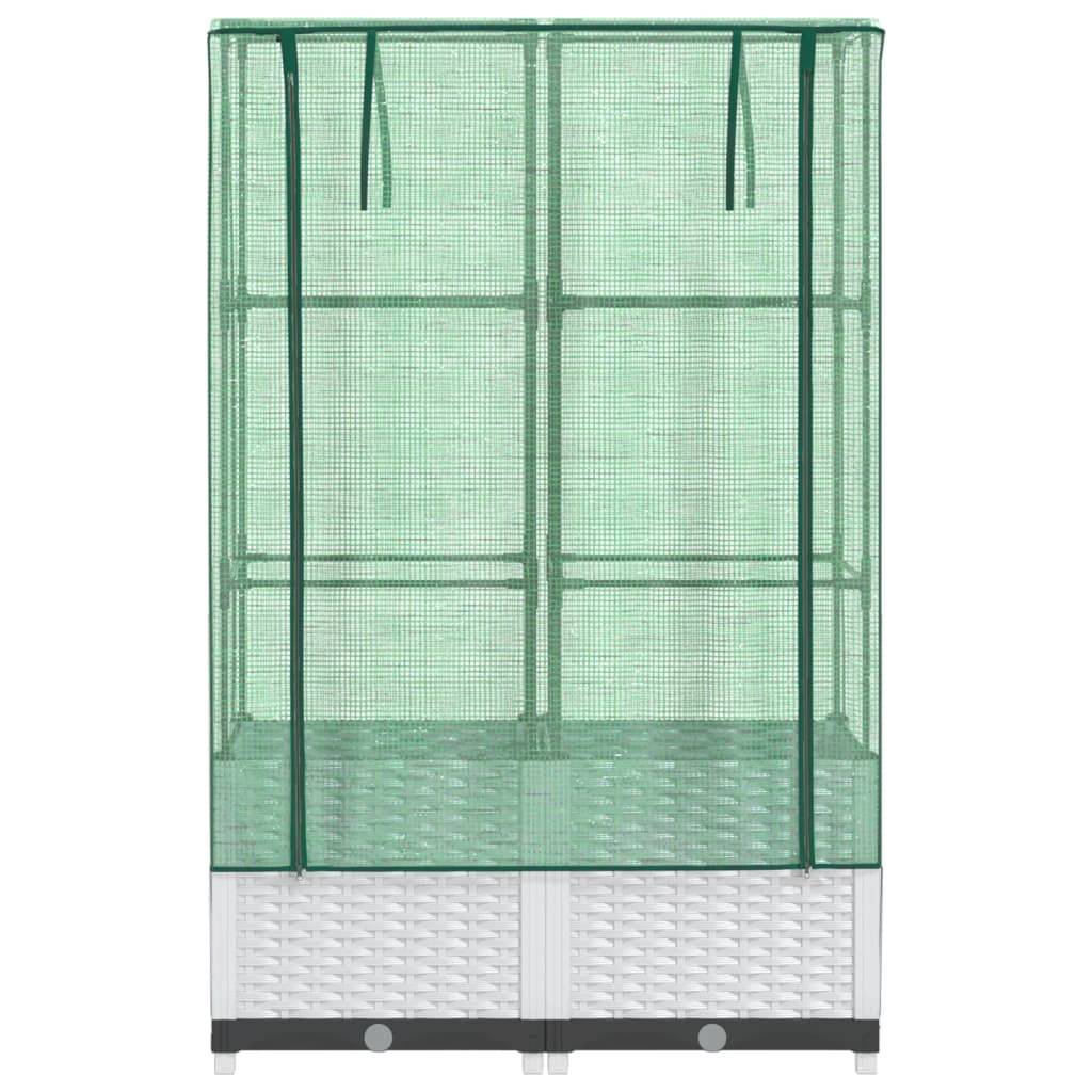 vidaXL Hochbeet mit Gewächshaus-Aufsatz Rattan-Optik 80x40x138 cm