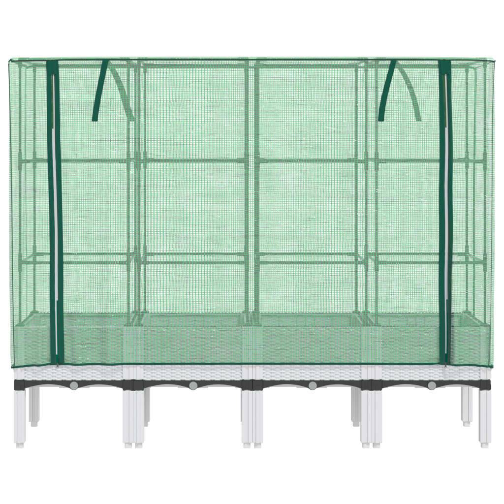 vidaXL Hochbeet mit Gewächshaus-Aufsatz Rattan-Optik 160x40x140 cm