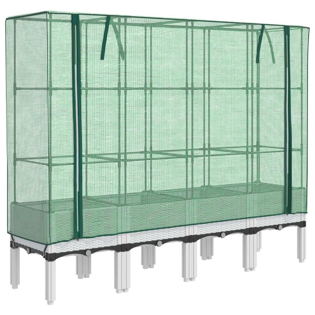 vidaXL Hochbeet mit Gewächshaus-Aufsatz Rattan-Optik 160x40x140 cm