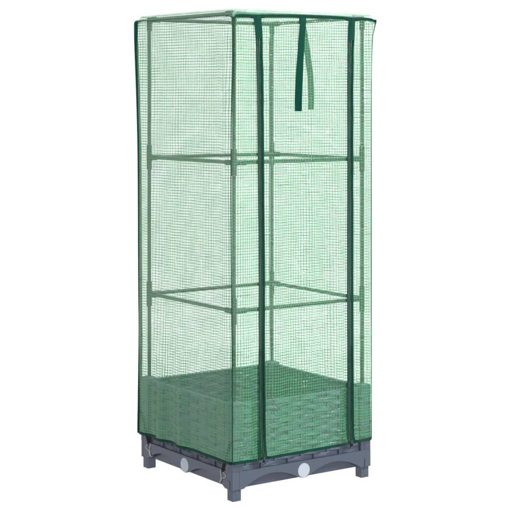 vidaXL Hochbeet mit Gewächshaus-Aufsatz Rattan-Optik 40x40x123 cm