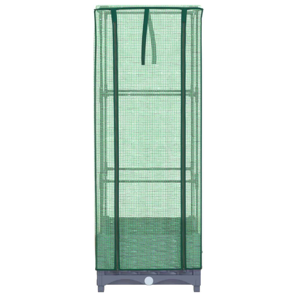 vidaXL Hochbeet mit Gewächshaus-Aufsatz Rattan-Optik 40x40x123 cm