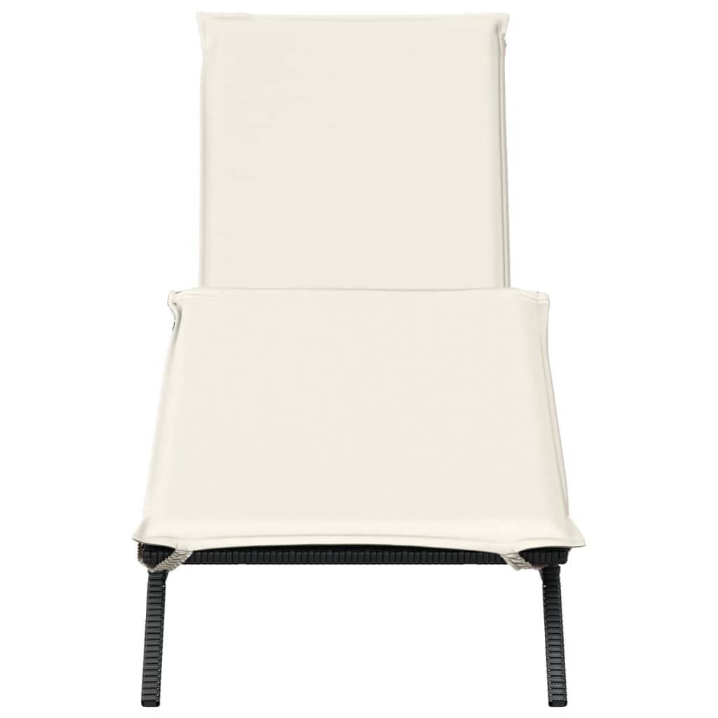 vidaXL Sonnenliege mit Auflage Schwarz Poly-Rattan