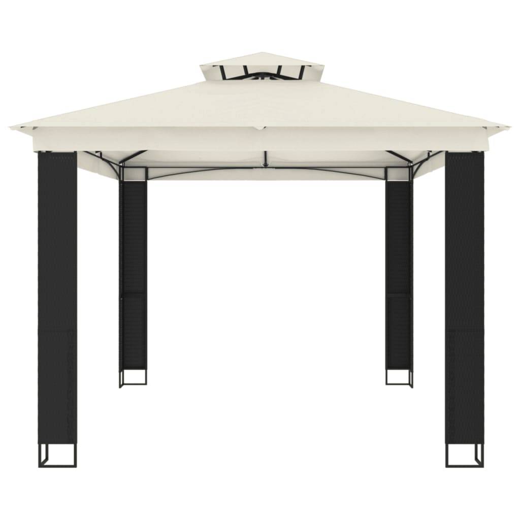 vidaXL Pavillon mit Doppeldach Creme 3,94x2,96 m Stahl