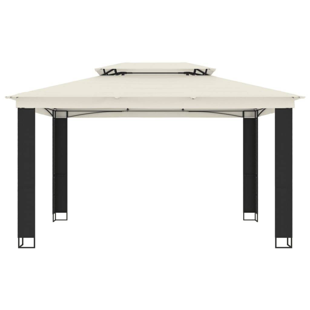 vidaXL Pavillon mit Doppeldach Creme 3,94x2,96 m Stahl