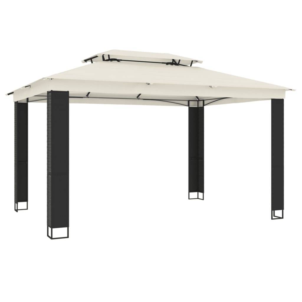 vidaXL Pavillon mit Doppeldach Creme 3,94x2,96 m Stahl