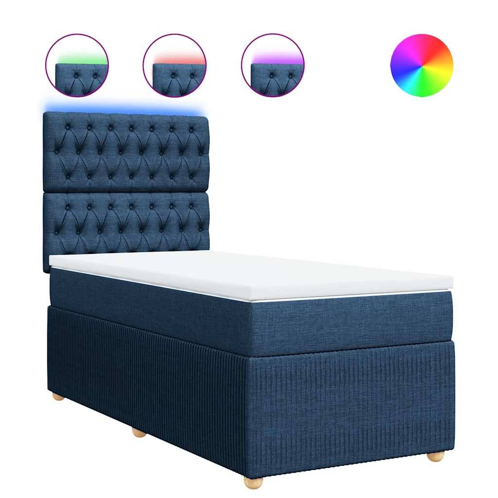 vidaXL Boxspringbett mit Matratze Blau 90x190 cm Stoff