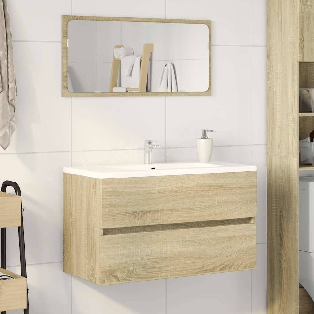 vidaXL Badschrank mit Spiegel Sonoma-Eiche 80x38,5x45 cm