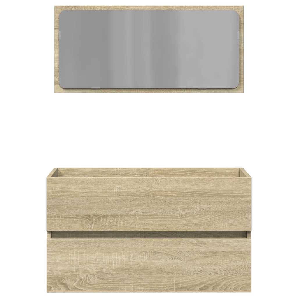 vidaXL Badschrank mit Spiegel Sonoma-Eiche 80x38,5x45 cm
