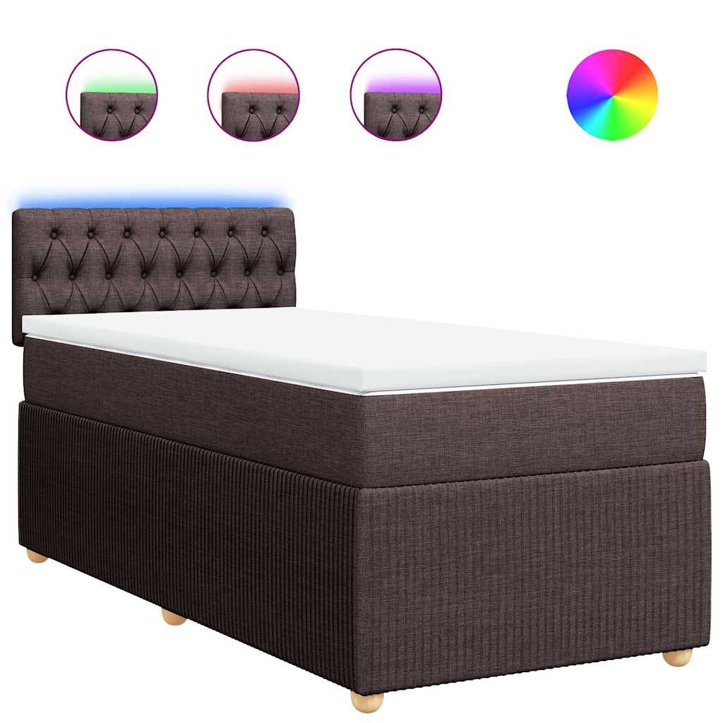 vidaXL Boxspringbett mit Matratze Dunkelbraun 90x200 cm Stoff