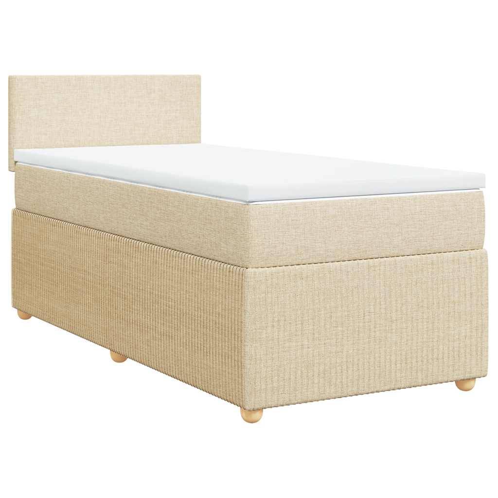 vidaXL Boxspringbett mit Matratze Creme 100x200 cm Stoff