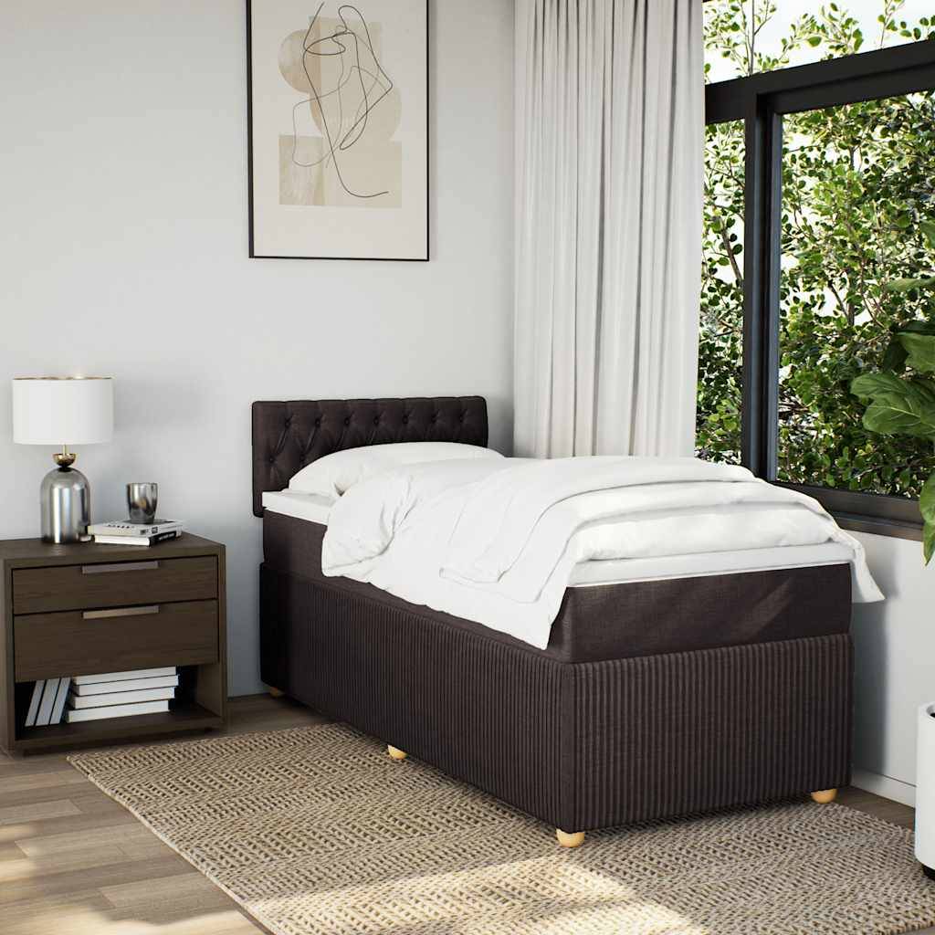 vidaXL Boxspringbett mit Matratze Dunkelbraun 90x200 cm Stoff