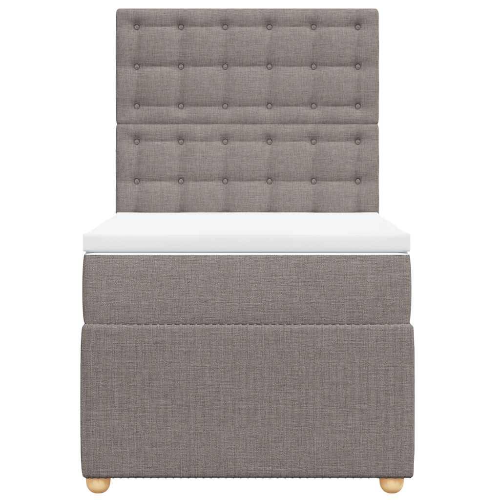 vidaXL Boxspringbett mit Matratze Taupe 90x200 cm Stoff