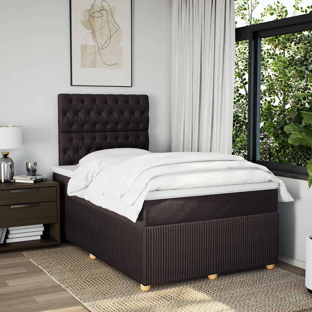 vidaXL Boxspringbett mit Matratze Dunkelbraun 120x190 cm Stoff