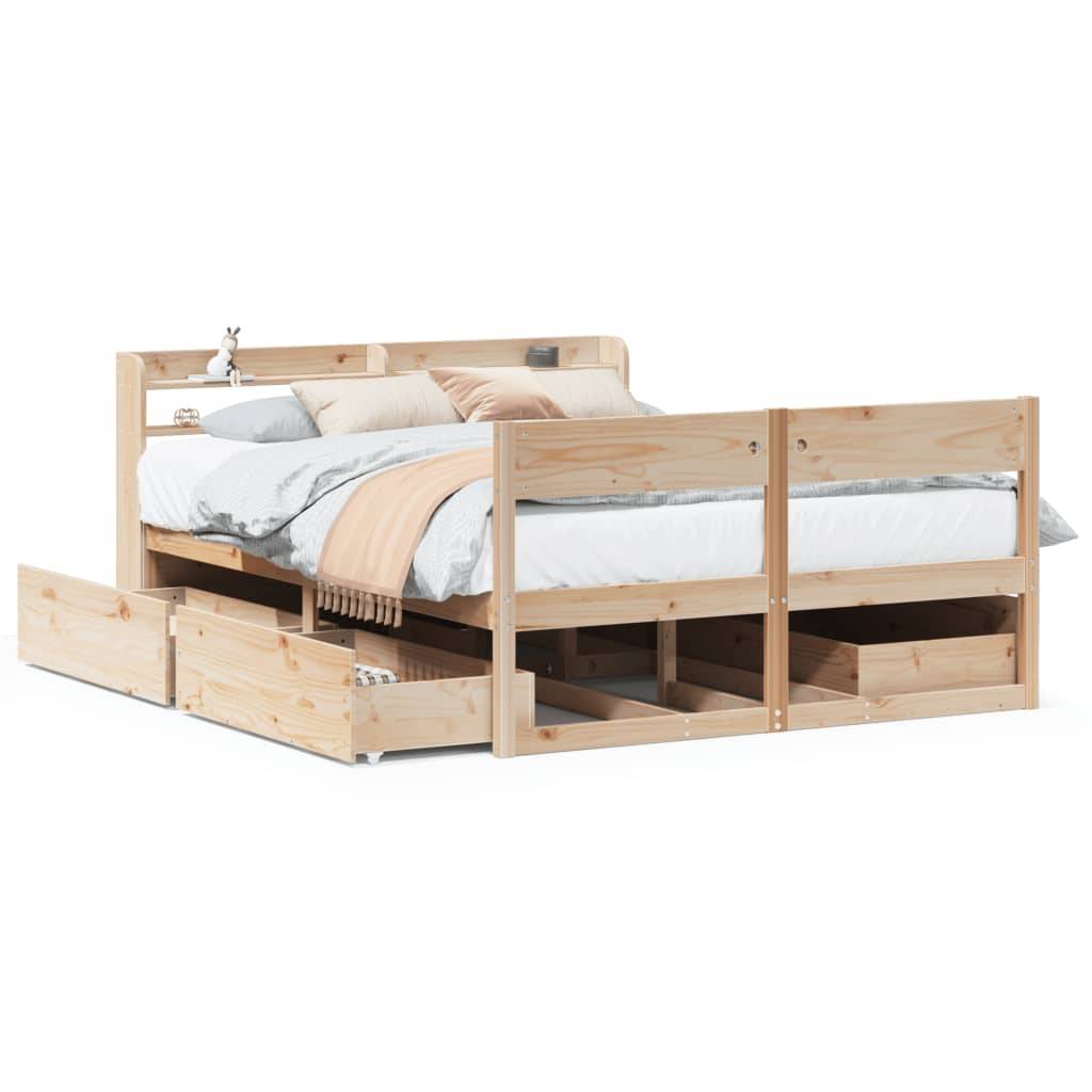 vidaXL Massivholzbett ohne Matratze 160x200 cm Kiefernholz