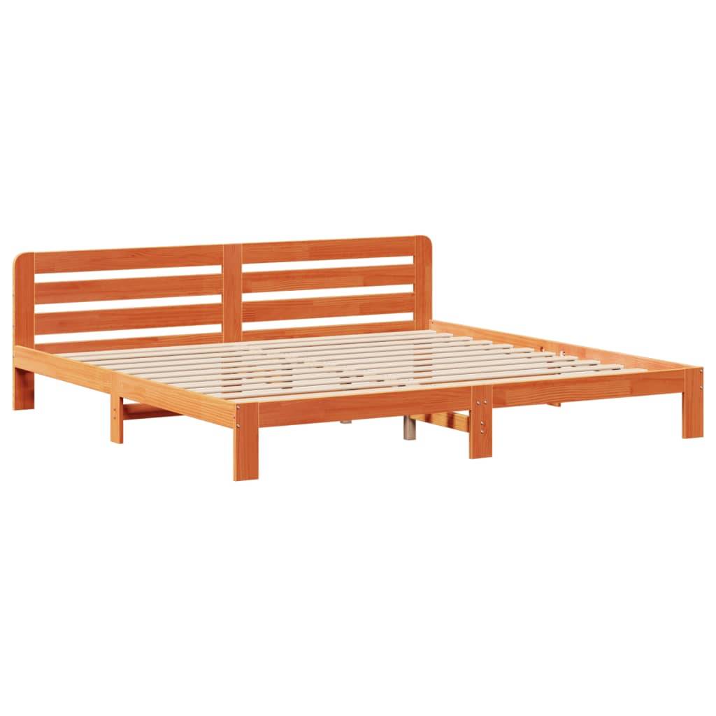 vidaXL Massivholzbett ohne Matratze Wachsbraun 200x200 Kiefernholz