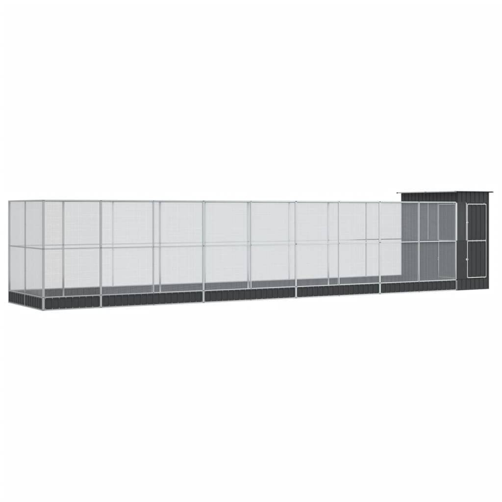 vidaXL Voliere mit Erweiterung Silbern 1037x203x216 cm Stahl
